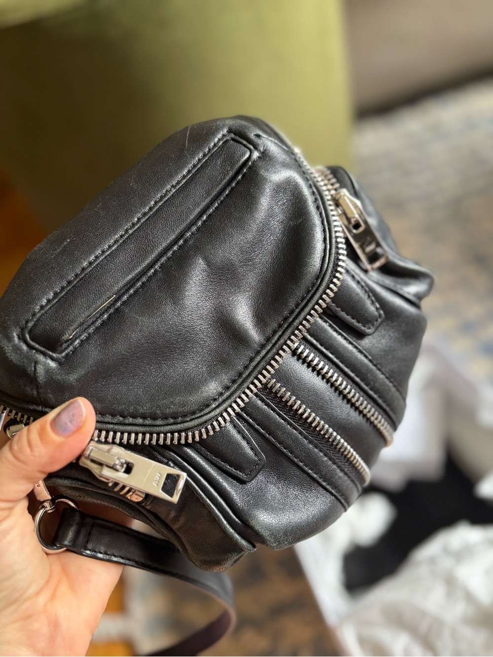 Alexander Wang Black Leather Crossbody Mini Bag with Silver Hardware - Picture 4 of 10